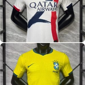 Custom Order: Brazil #4 Marquinhos & PSG #17 VitinhaPlayer Version 2XLPlayer Version (Authentic)