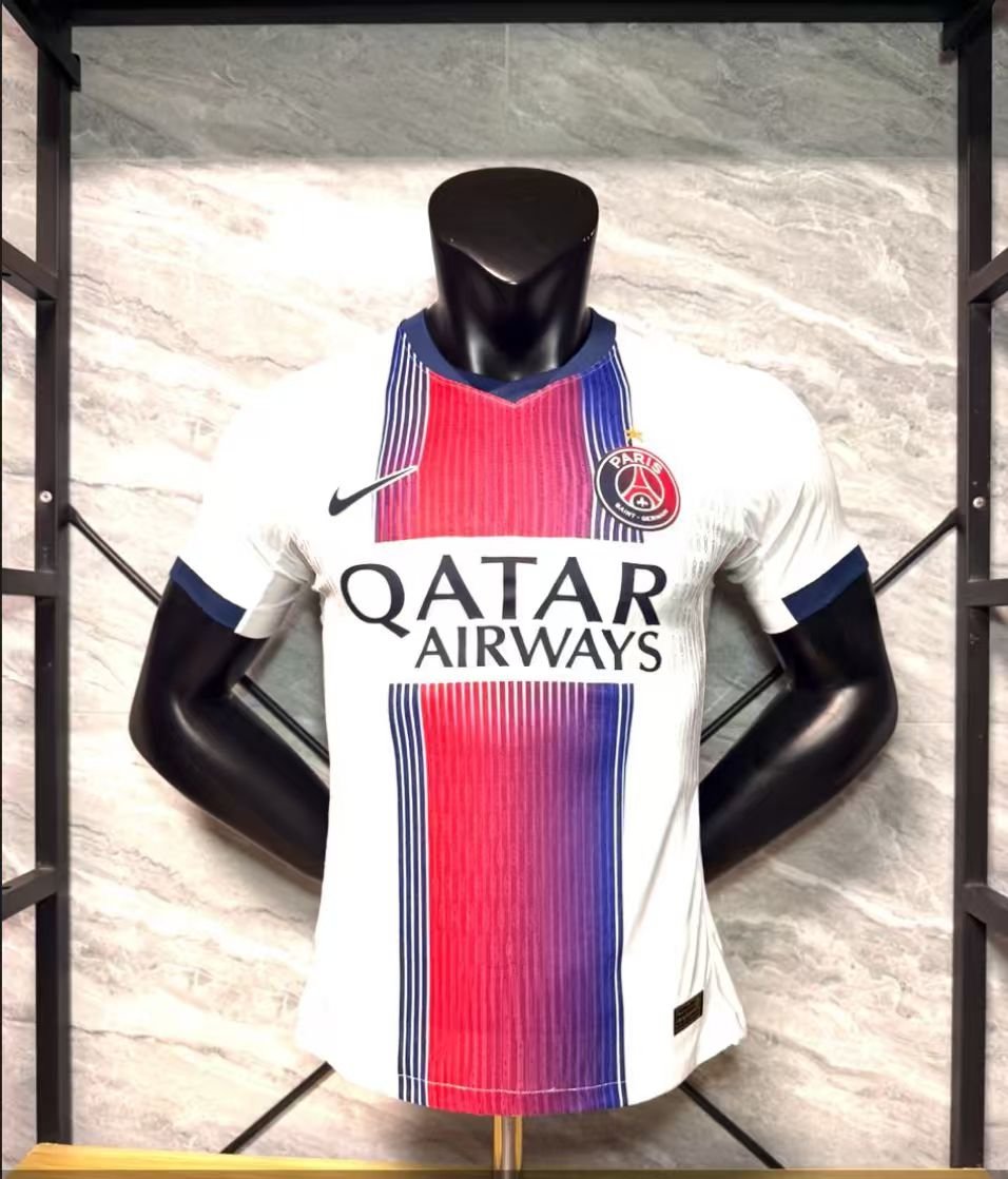 Two Paris Saint-Germain jerseys (player version) and one Mexico jersey (player version)