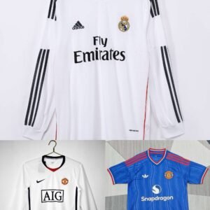 Two long-sleeve retro jerseys, one fan-version jersey.