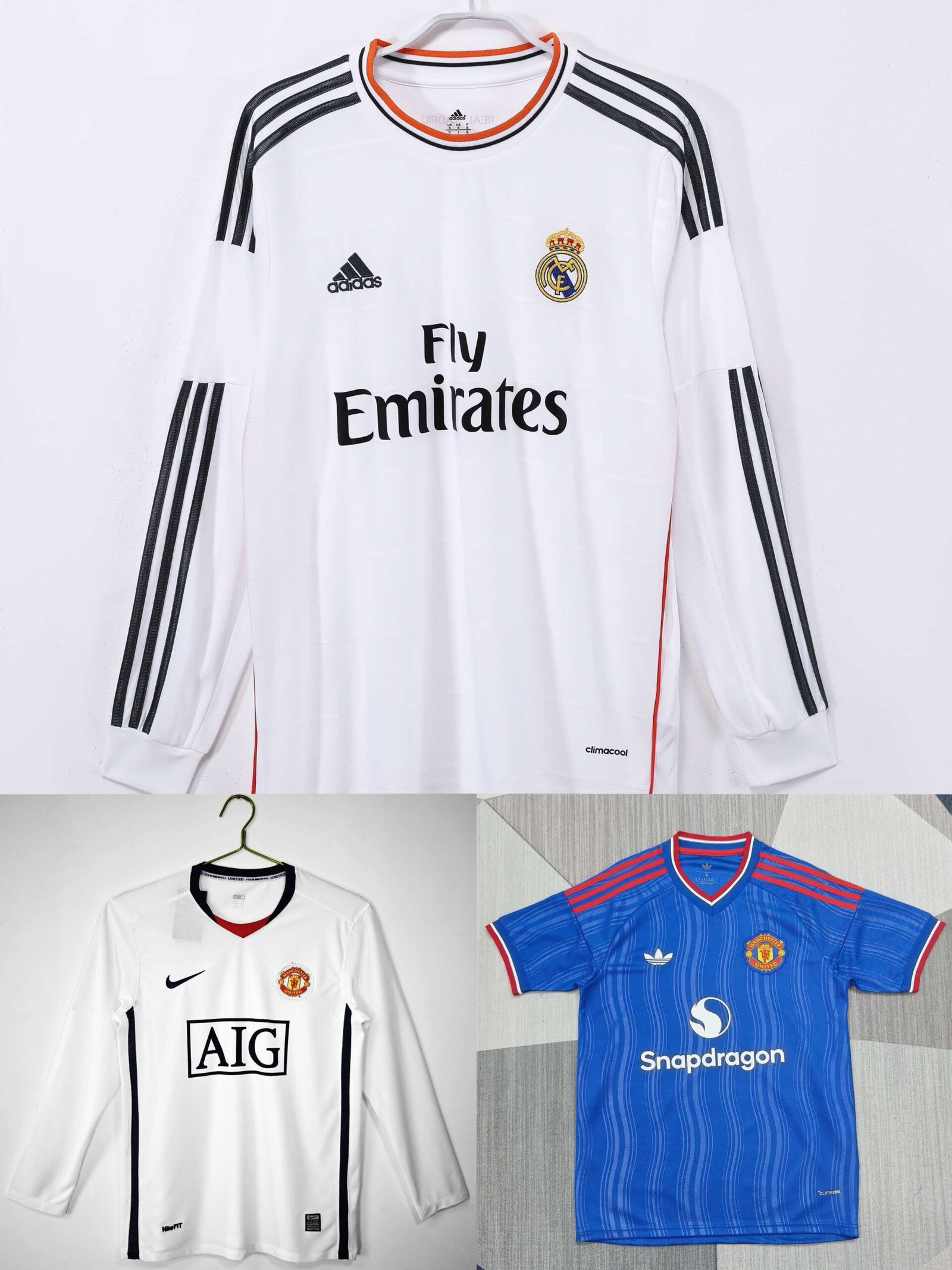 3d59ee449a7408c4b52077c7330fbdc1 Two long-sleeve retro jerseys, one fan-version jersey.